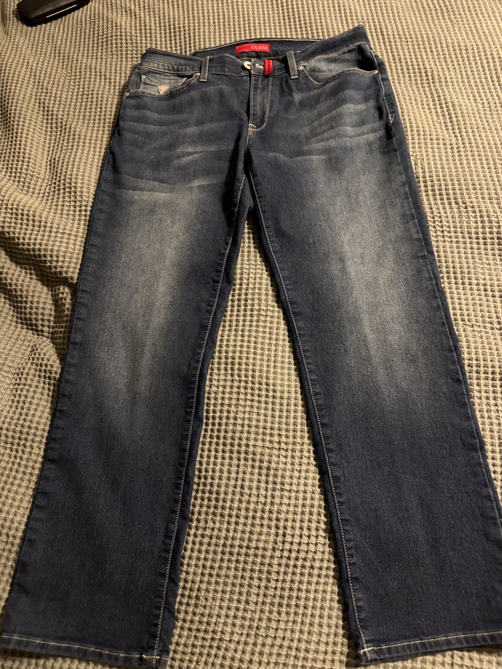 Guess Men's Straight Jeans in Faded Blue Denim
